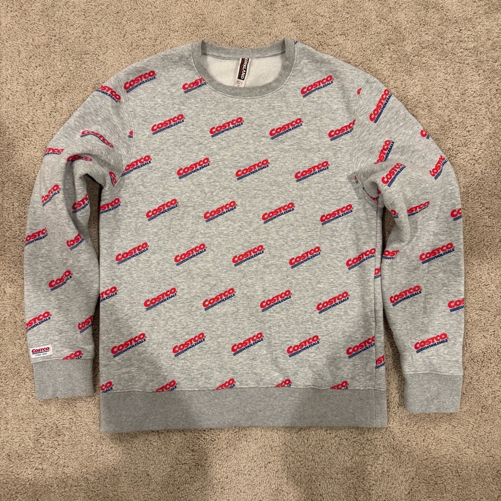 Costco Unisex Logo Crewneck Long Sleeve Heavyweight Sweatshirt Men XS , Womens S